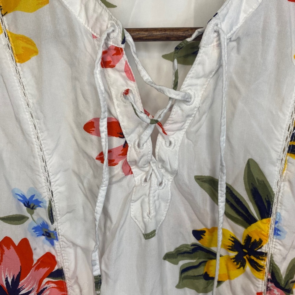 Old Navy Babydoll Mini Dress Women Medium White Floral Boho Cottagecore - Picture 3 of 5